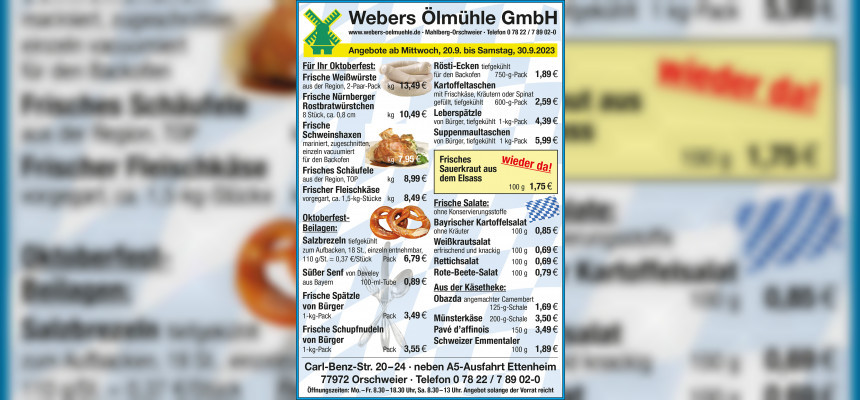 Aktuelles Angebot von Webers Ölmühle GmbH 