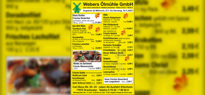Aktuelles Angebot von Webers Ölmühle GmbH 