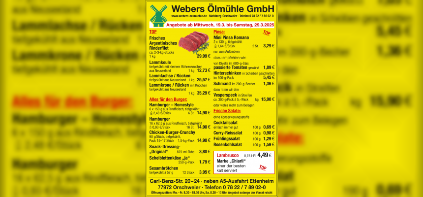 Aktuelles Angebot von Webers Ölmühle GmbH 