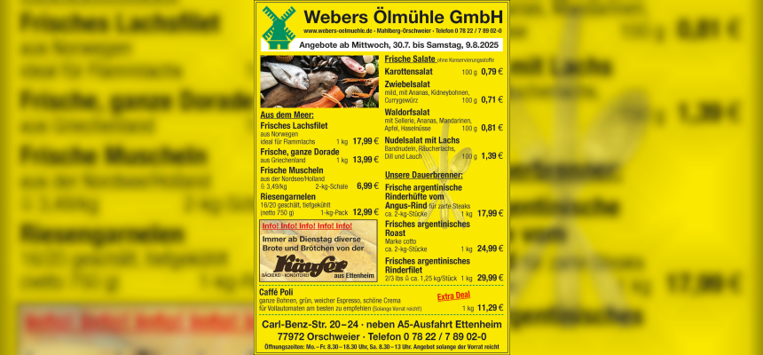 Frische Vielfalt bei Webers Ölmühle: Angebote ab 30. Juli 2025