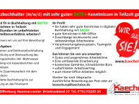 Finanzbuchhalter (M/W/D) mit sehr guten DATEV Kenntnissen in Teilzeit gesucht