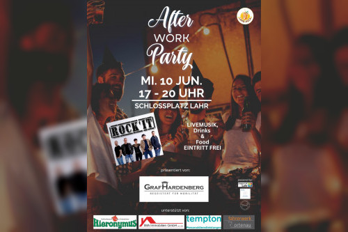 Mittwoch, 17 Uhr, Schlossplatz Lahr: After Work Party mit ROCK'IT und freiem Eintritt