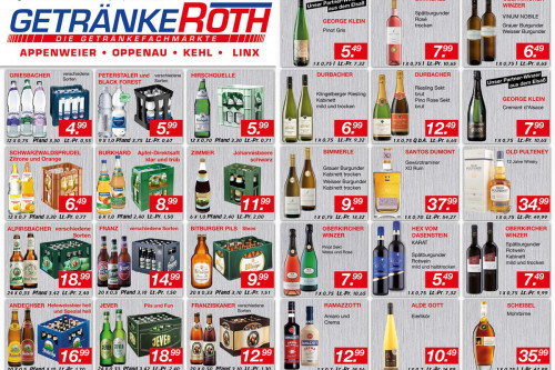Aktuelles Flugblatt von Getränke Roth - Appenweier, Oppenau, Kehl und Linx