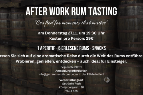 After Work Rum Tasting Getränke Roth in Kehl
