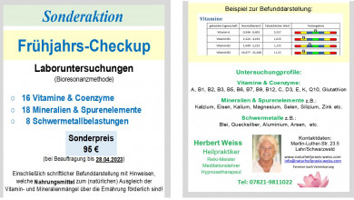 Laboruntersuchung (Bioresonanzmethode) - Frühjahrs-Checkup