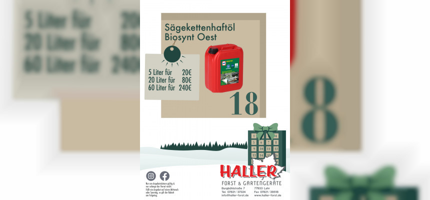 Türchen 18. Sägekettenhaftöl Biosynt Oest